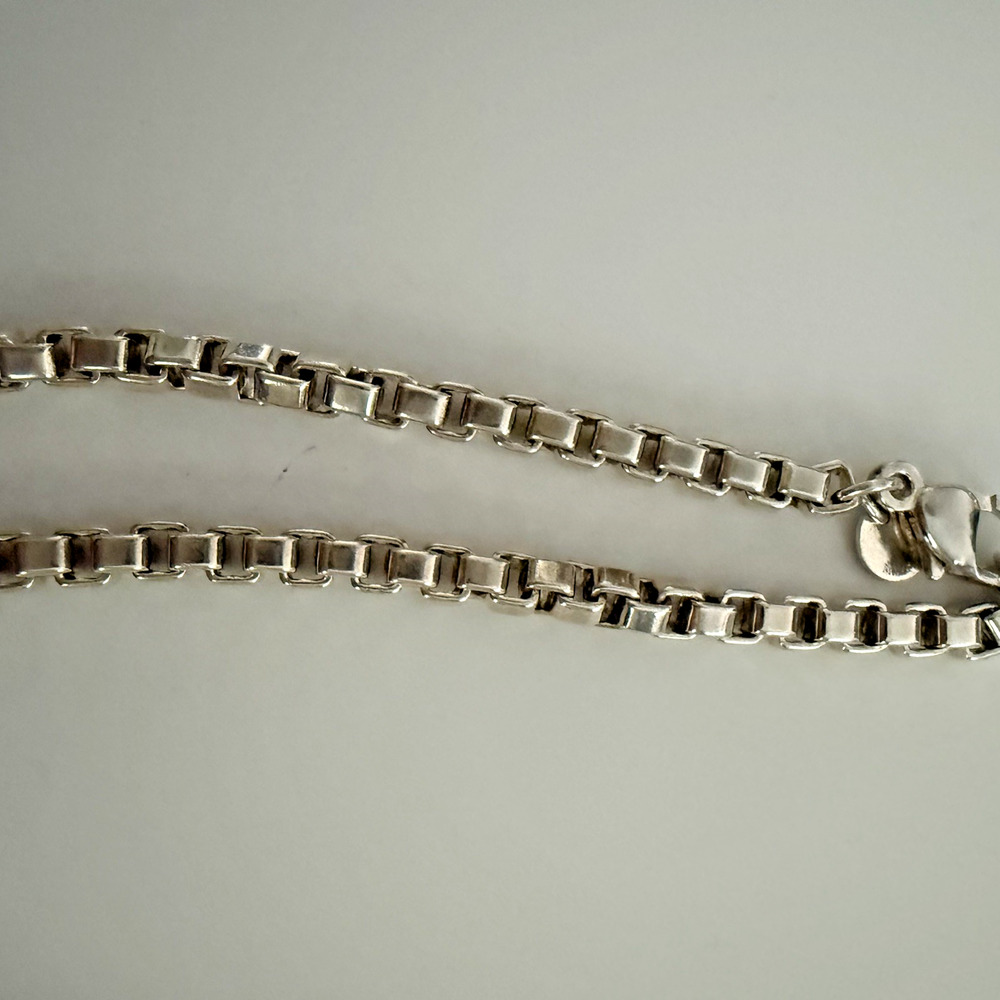 Vtg Tiffany & Co Sterling Silver Venetian Link Box Chain Necklace 18 inch Unisex - Picture 12 of 14